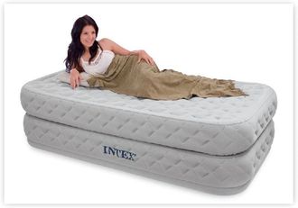 Надувная кровать Supreme Air-Flow Bed (with Fiber-Tech) со встроенным насосом 220В 99х191х51см Intex 64462