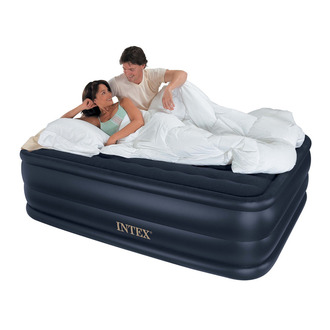 Надувная кровать Raised Downy Bed со встроенным электрическим насосом 220В 152х203х56см Intex 66718