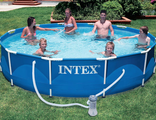 Круглый каркасный бассейн Metal Frame Pools 366х76см + фильтрующий насос (2000л/ч) Intex 28212