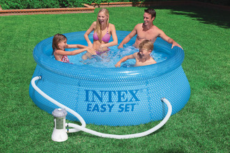 Круглый бассейн с верхним надувным кольцом Easy Set Pools 244х76см + фильтрующий насос (2000л/ч) Intex 54912