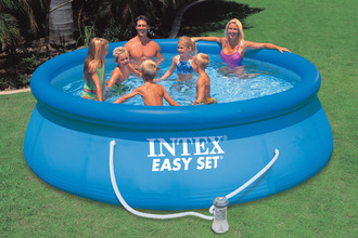 Круглый бассейн с верхним надувным кольцом Easy Set Pools 366х91см + фильтрующий насос (2000л/ч) Intex 28146