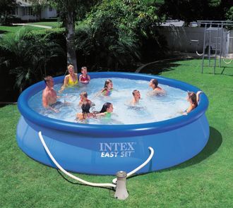 Круглый бассейн с верхним надувным кольцом Easy Set Pools 457х84см + фильтрующий насос (2006л/ч) Intex 28158
